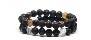 Duo de bracelet en pierre de lave et agate