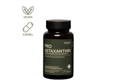 Pro Astaxanthin enthält Astaxanthin aus der Blutregenalge (Haematococcus pluvialis). Im Vergleich zu Vitamin C, das als Radikalfänger und für seinen Zellschutz bekannt ist, wirkt die antioxidative Kraft von Astaxanthin 6.000-mal stärker