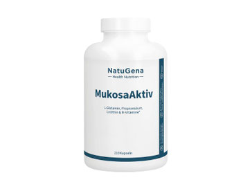 Mukosa Aktiv Kapseln von Natugena mit L-Glutamin und Pflanzenextrakten zur Unterstützung einer gesunden Darmschleimhaut mit Glutamin und Weihrauch Extrakt