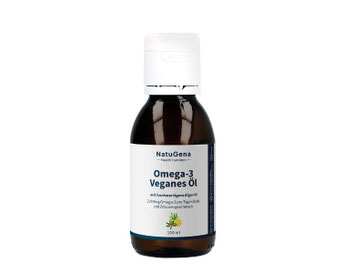 Pflanzliche Omega-3-Quelle aus Schizochytrium sp. 2,200 mg Omega-3-Fettsäuren pro Tagesdosis Kaltgepresstes Olivenöl schützt die wertvollen Fettsäuren Orangen-Zitronenaroma für frischen Geschmack