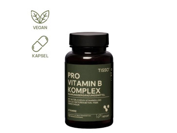  Pro Vitamin B Komplex, für Energie, Nerven und Psyche: Pro Vitamin B Komplex ist ein hochdosierter Vitamin-B-Komplex mit allen acht B-Vitaminen. Zusätzlich enthalten sind die für ihre optimale Aufnahme und Verwertung wichtigen Cofaktoren Betain, Cholin