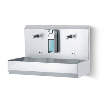 Handwaschrinne Edelstahl Spritzschutzwand