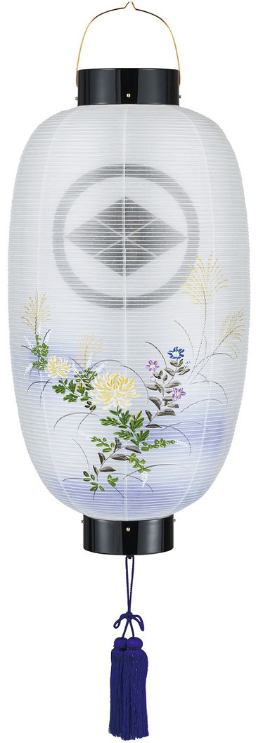 盆提灯 門提灯 長 絹二重 乱菊 尺四長 電気コード式（6134-3R）