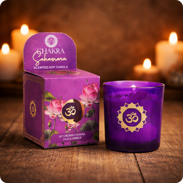 Bougie Sahasrara - chakra couronne oud & ambre