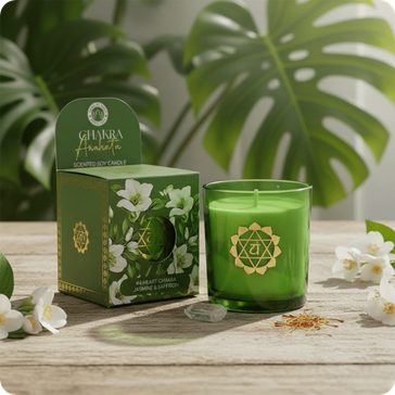 Bougie Anahata - chakra coeur jasmin & safran