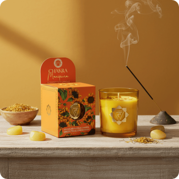 Bougie Manipura - chakra plexus solaire thé vert & citronnelle