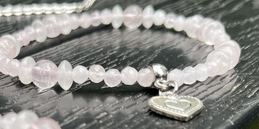 Rosenquarz Armband mit Herzerl