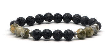Bracelet homme en Pierres de lave et Jaspes