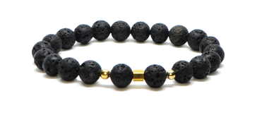 Bracelet en pierres de lave et acier doré
