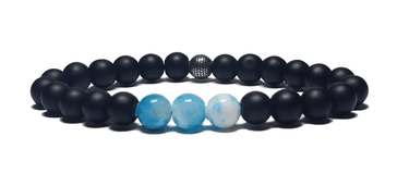 Bracelet homme noir et jade bleu 