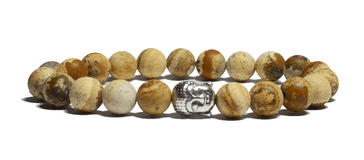 bracelet homme en jaspe et tête de bouddha