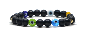 Bracelet noir et perles oeil colorées