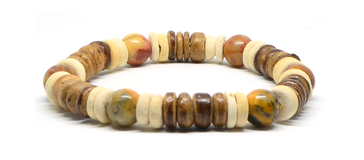 Bracelet homme en perle de coco et pierre d'Agate