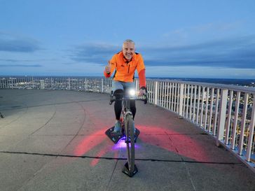 Frank Noe beim Rollentraining auf dem Olympiaturm in München ©Frank Noe