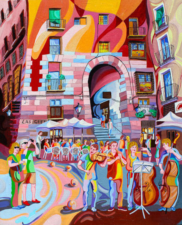 CUCHILLEROS (MADRID). Oleo sobre lienzo. 100 x 81 x 3,5 cm.