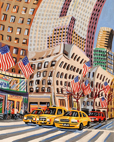 HERALD SQUARE (NEW YORK). Huile sur toile. 41 x 33 x 3,5 cm.