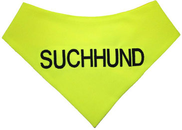 Suchhund, bestickt, Mantrailing, Mantrailer,Azubi, Rettungshund, Hundehalstuch neongelb