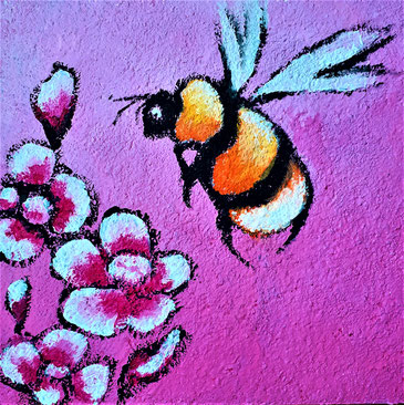 "Bienchen II" - Mischtechnik auf Leinwand - 40 x 40