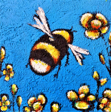 "Bienchen III" - MIschtechnik auf Leinwand - 40 x 40