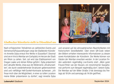 Annette Dyba Kunst Vino´s Weinbar Düsseldorf Gladbeck Vernissage Ausstellung 