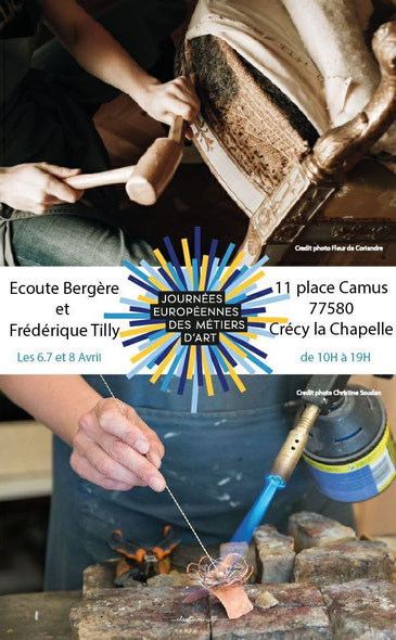 Les Journées des Métiers d'Art à Crécy-la-Chapelle 77, un tapissier et un bronzier d'art