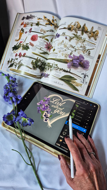 ontwerp voor bruidsjasje aim met bloemen en tekst