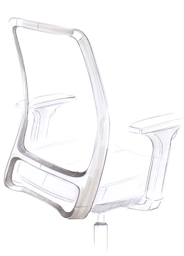 Comfordy, Drehstuhl, Ideenskizze, swivel chair, ideation sketch