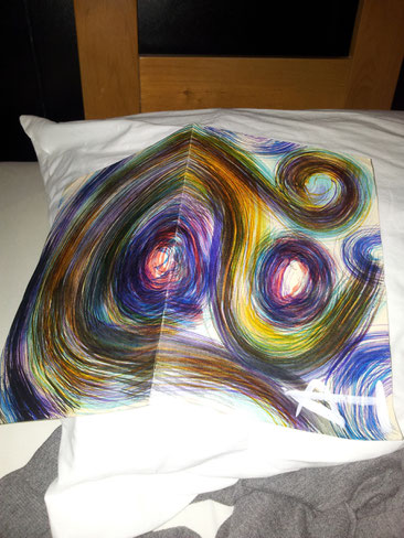 I got this painting from Jacob. He received it from a friend with depressions. I really like that picture a lot. For me it is very emotional and shows a lot about the painter.
