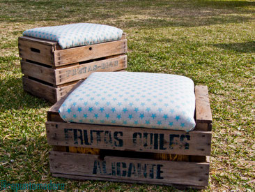 Puf caja de fruta. Repuntomadera.