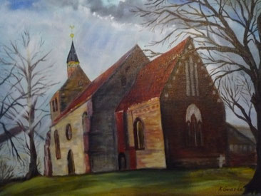 Evangelische Kirche in Dassow - Ölbild von Karin Gwiazda