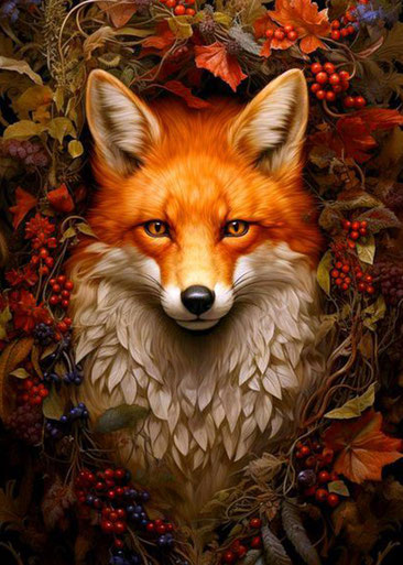 Kunstdruck Fuchs Motiv auf Naturpapier, grafische Illustration, Waldstil von HEYMKiNDER