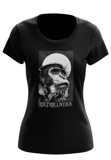 Damen T- Shirt Japan Affe- schwarz