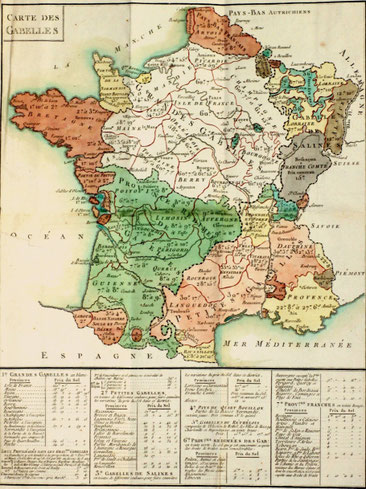 Carte des Gabelles in Compte Rendu au Roi de Necker, Paris 1781