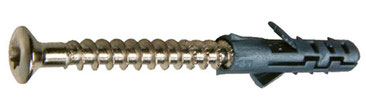 Sockelleistenschraube; Fussleistenschraube ø 4 mm vernickelt, Torx-Antrieb, mit Nylondübel vormontiert
