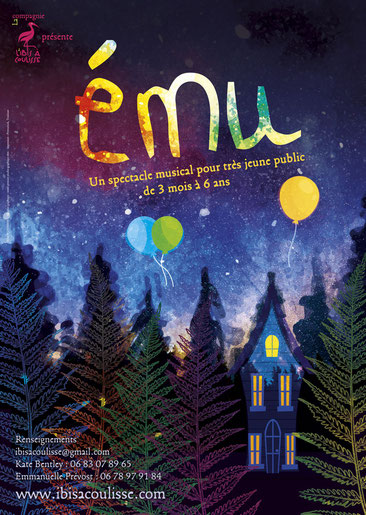 Affiche ému - Spectacle jeune public - Compagnie L'ibis à coulisse - Ludovic PETNIOT - Graphiste Brive - Studio de Création