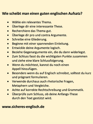 englischen Aufsatz schreiben