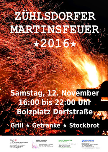 Flyer für das Martinsfeuer