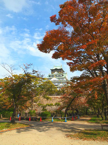 大阪城 西の丸庭園から天守閣を望む