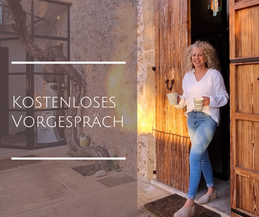 Persönliches Kennenlernen im kostenlosen Vorgespräch per Telefon oder Videocall für ein individuellen Angebot für ein privates Achtsamkeits-Retreat auf Mallorca oder ein begleitendes Online-Coaching im Alltag.  
