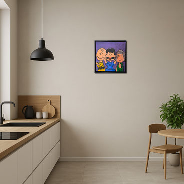 Design-Küche mit dem kompakten Pop-Art Gemälde DU KANNST MICH MAL. Ein origineller Blickfang von Divo Santino, der perfekt zwischen moderne Küchenschränke passt.