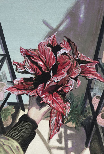 Insta Nature • 2024 • gouache on paper • 15 x 12 cm