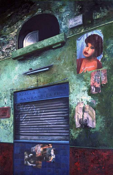 Huellas-2 (Cazalla de la sierra) 2002, óleo sobre madera 91.5X60 cm