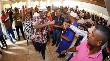 Raila Odinga a Kikambala (Kilifi) dove ha presieduto all'assemblea sull’autodeterminazione della costa