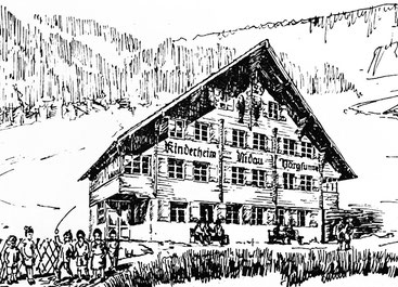 Zeichnung von Eduard Lanz. Reproduktion aus dem 22. Bericht der Ferienversorgung Nidau, 1929.