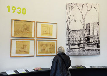 150 Jahre Museum Schwab. Pläne diverser Erweiterungsprojekte und rechts ein Projekt von Eduard Lanz von 1938.