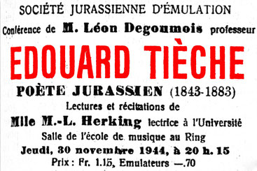 Inserat im Journal du Jura, 29. 11. 1944.
