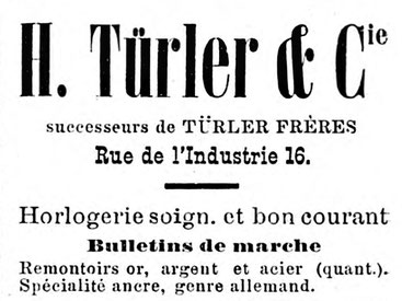 Inserat von H. Türler & Cie,1901