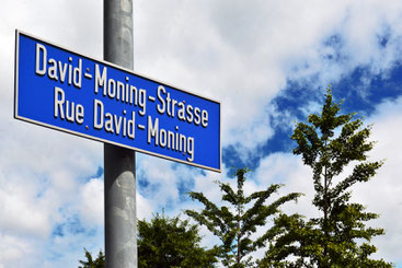Strassenschild der David Moning Strasse in Biel.