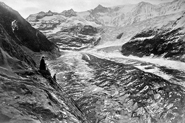 Unterer Grindelwald Gletscher, Bäregg. Foto: Adolphe Braun, Bildarchiv der ETH Bibliothek Zürich, Hs 1458 GK B058 1860 01, Public Domain