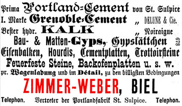 Inserat vom Tagblatt der Stadt Biel, 24.6.1894